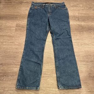 Wrangler Jeans Womens 34 FR Crosshatch ‎ 34x32 Medium Denim 100% Cotton Rodeo